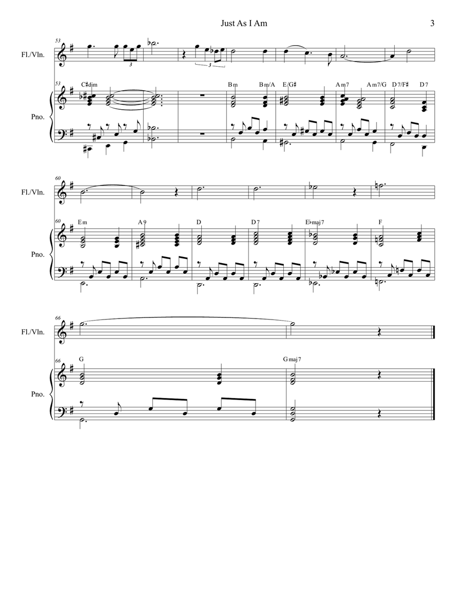 Just As I Am (for Flute or Violin solo and Piano) Flute scores gallery preview page 4