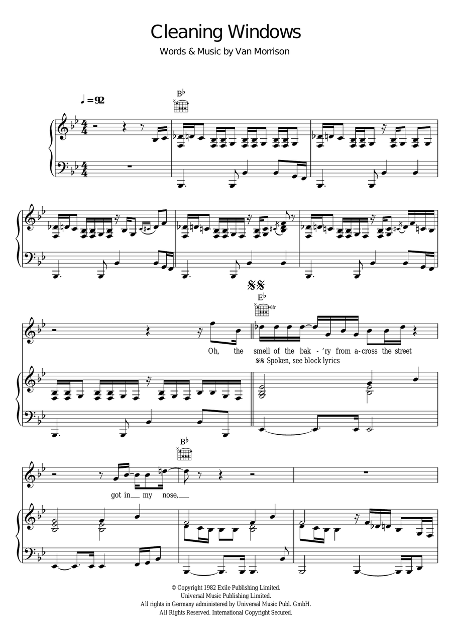 Cleaning Windows Piano, Vocal scores gallery preview page 1