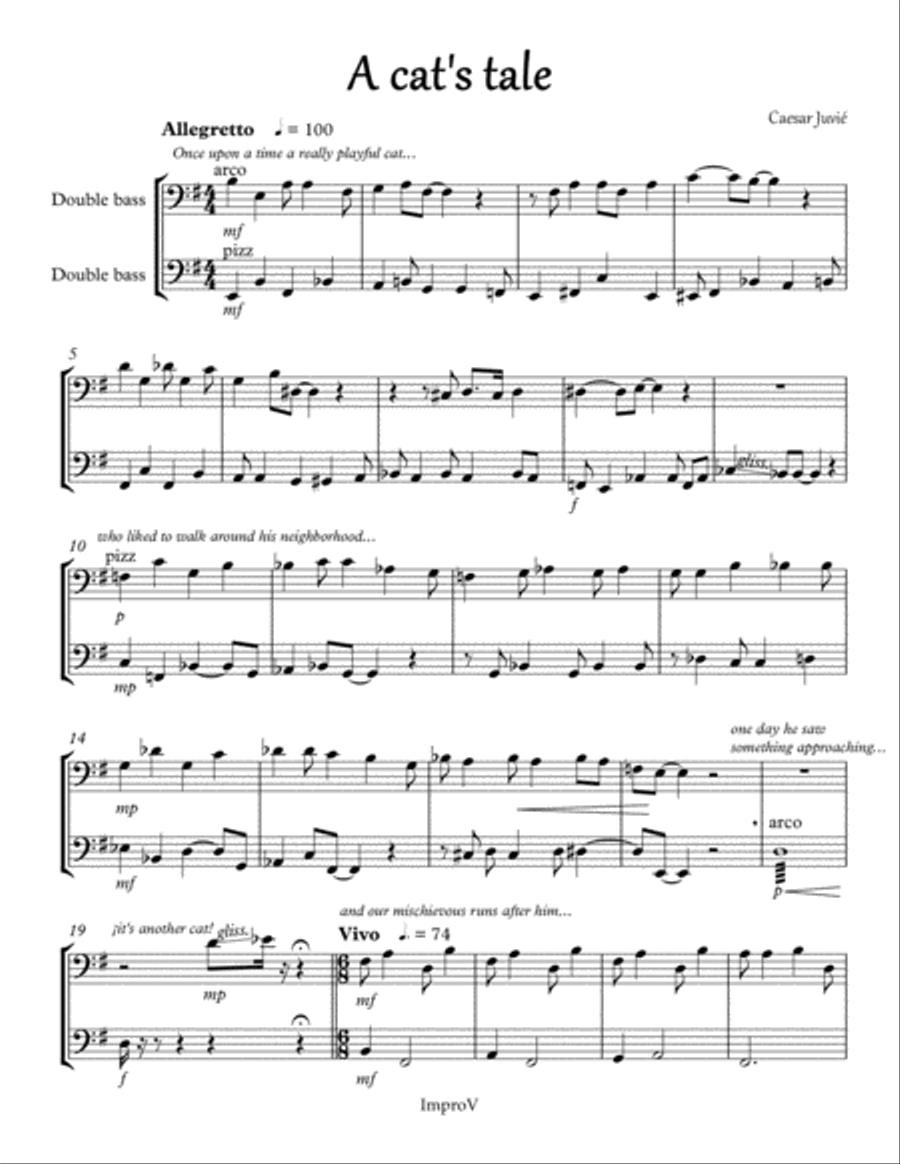 A cat's tale - for double bass duo String Duet scores gallery preview page 2