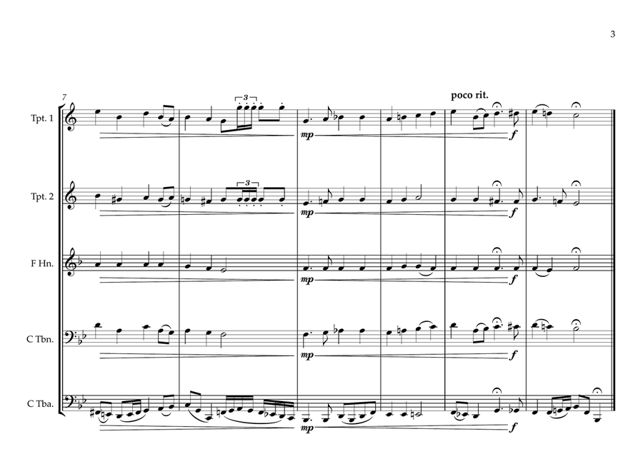 Saint Lucian National Anthem ''Sons and Daughters of Saint Lucia'' for Brass Quintet Brass Quintet scores gallery preview page 3