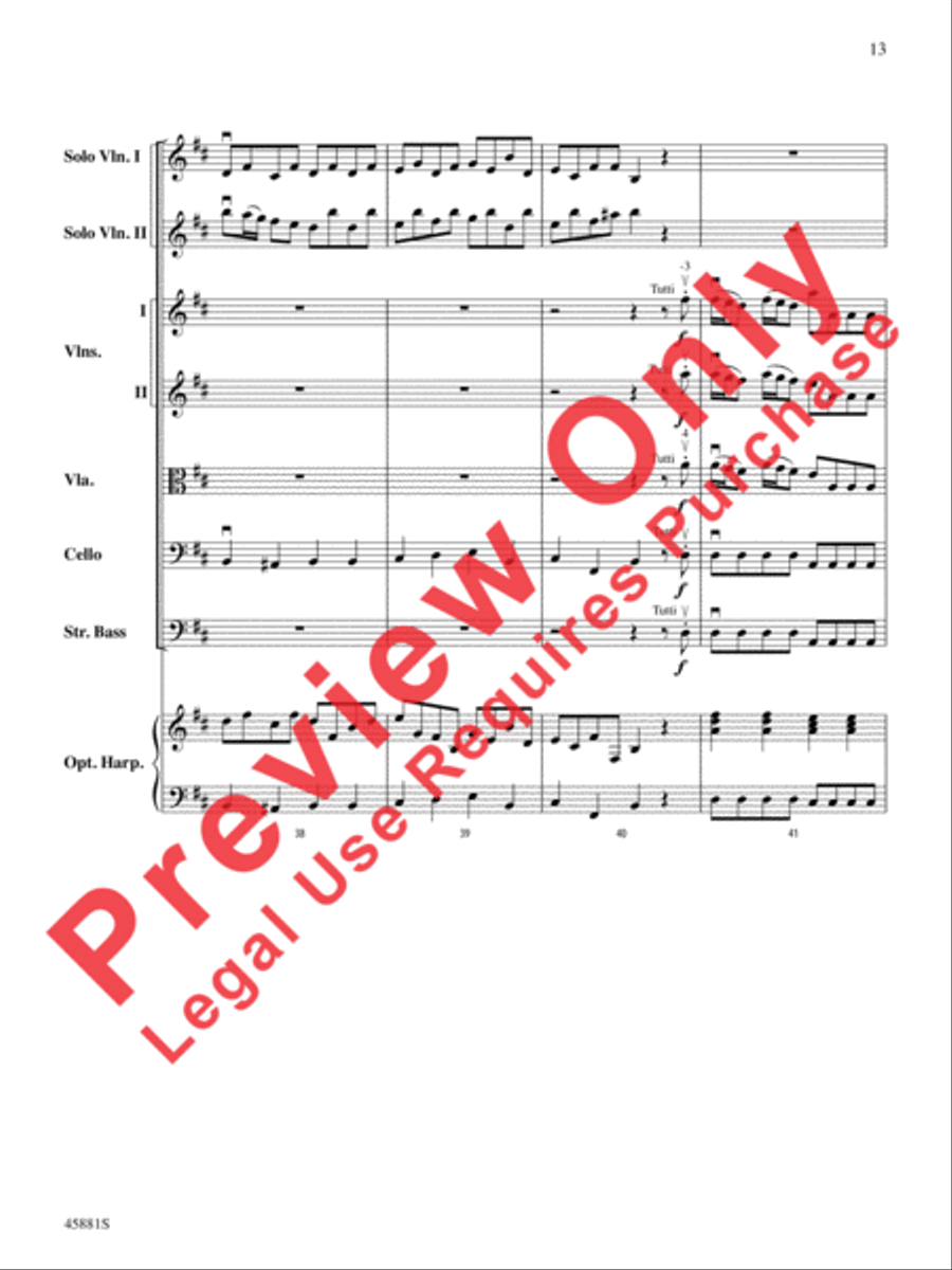 Concerto for Two Violins in D Major String Orchestra scores gallery preview page 13