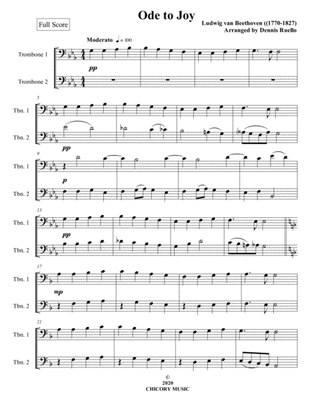 Book cover for Ode to Joy - Trombone Duet - Intermediate
