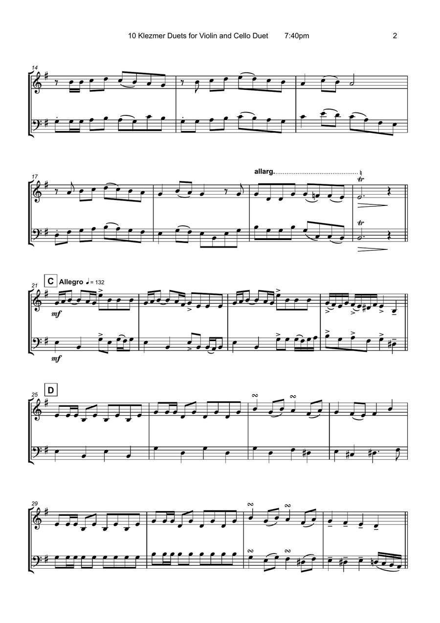 10 Klezmer Duets for Violin and Cello String Duet scores gallery preview page 4