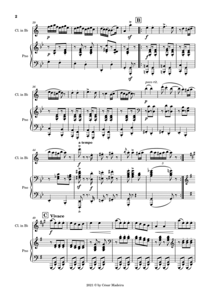 Hungarian Dance No.5 by Brahms - Bb Clarinet and Piano (Full Score and Parts) image number null