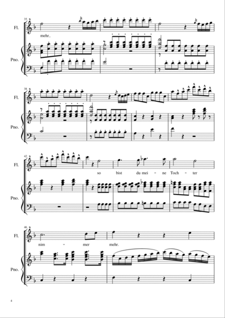 Mozart - Queen of the Night Aria K.620 - La Flauta Magica - For Flute & Piano Flute Solo scores gallery preview page 4