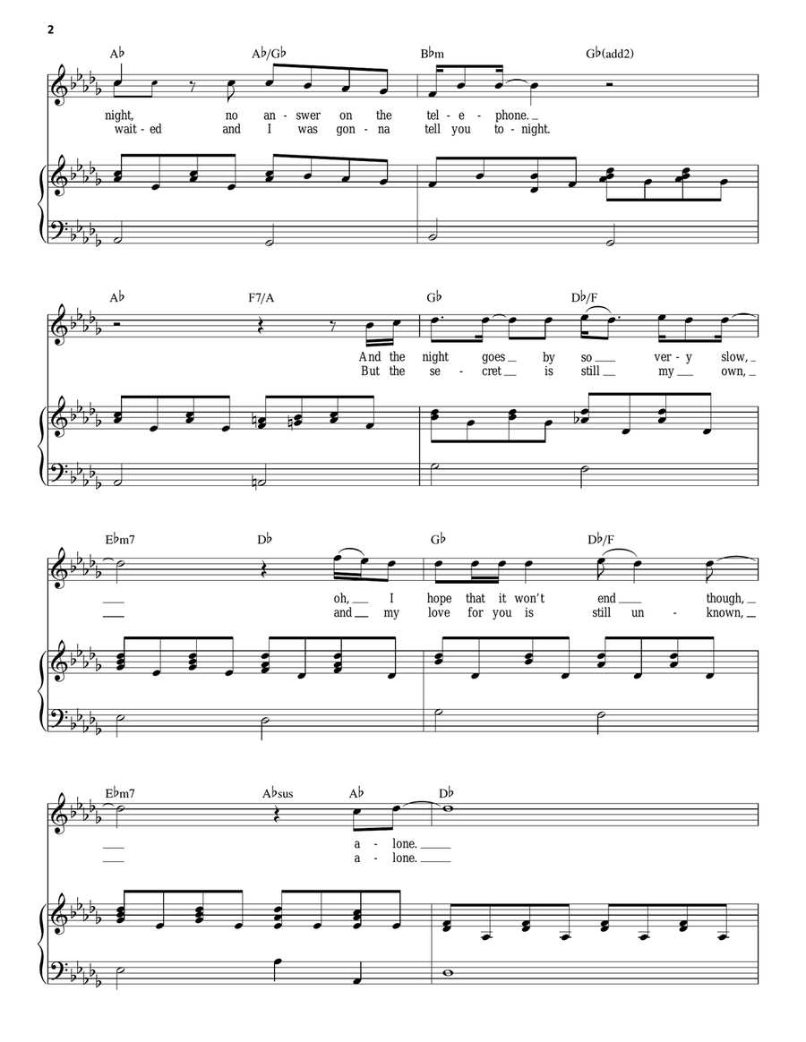 Alone Piano, Vocal scores gallery preview page 2