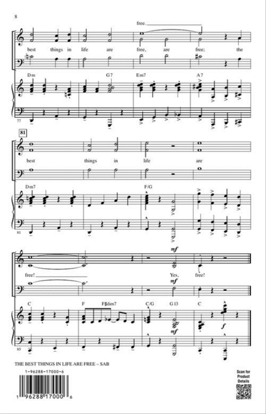 The Best Things in Life Are Free 3-Part scores gallery preview page 5