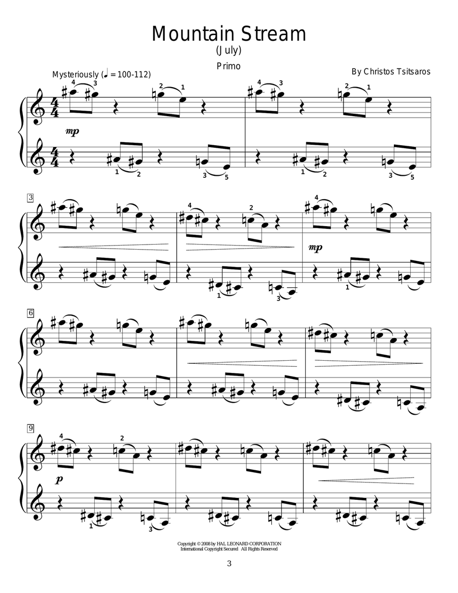 Mountain Stream (July) Mountain Stream (July) Piano Duet scores gallery preview page 2