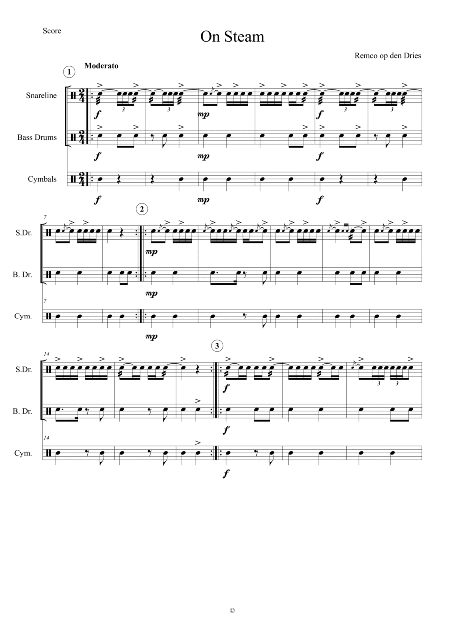 On Steam Percussion Ensemble scores gallery preview page 1