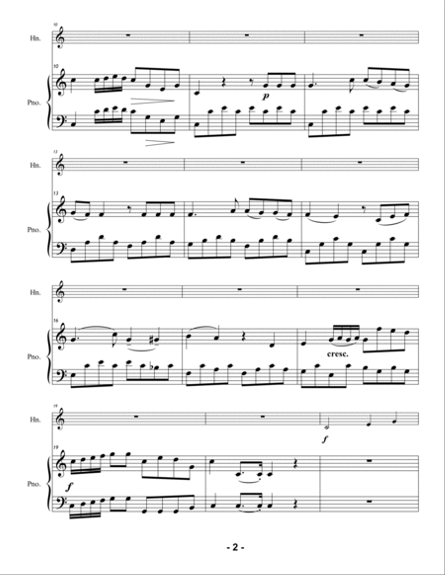 Fabrizione - Concerto in C for Horn and Piano Horn scores gallery preview page 2