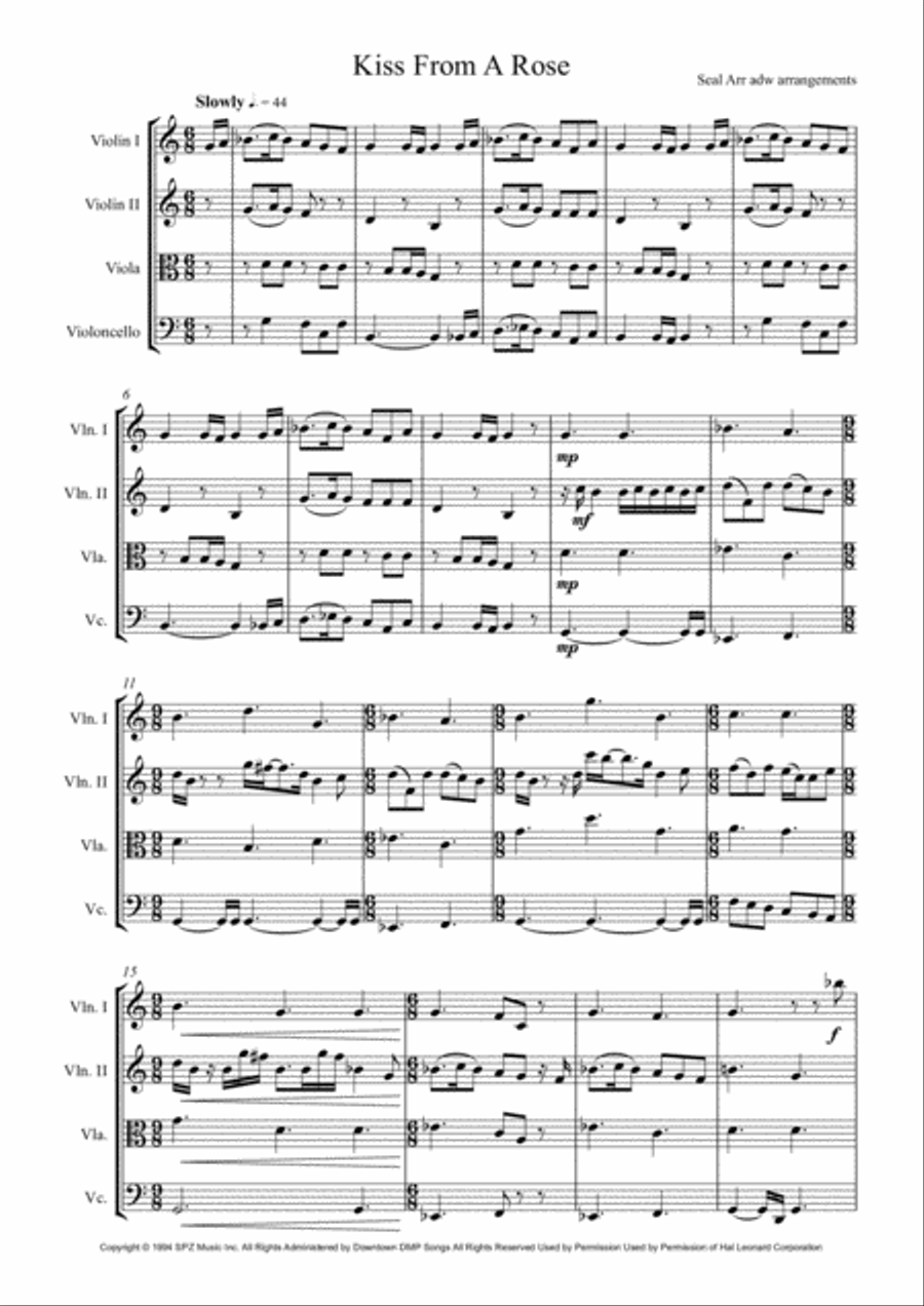 Kiss From A Rose String Quartet scores gallery preview page 2