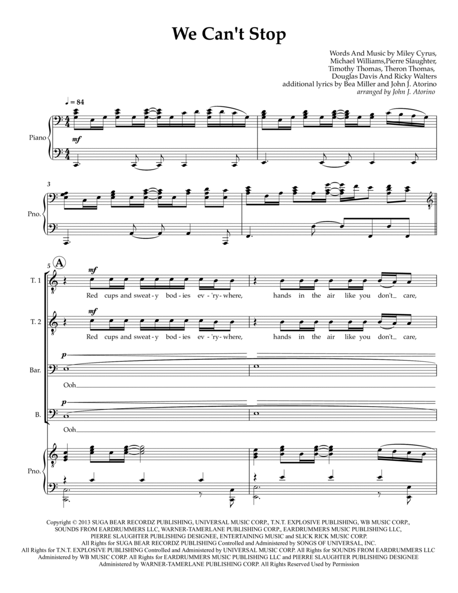 We Can't Stop TTBB scores gallery preview page 1