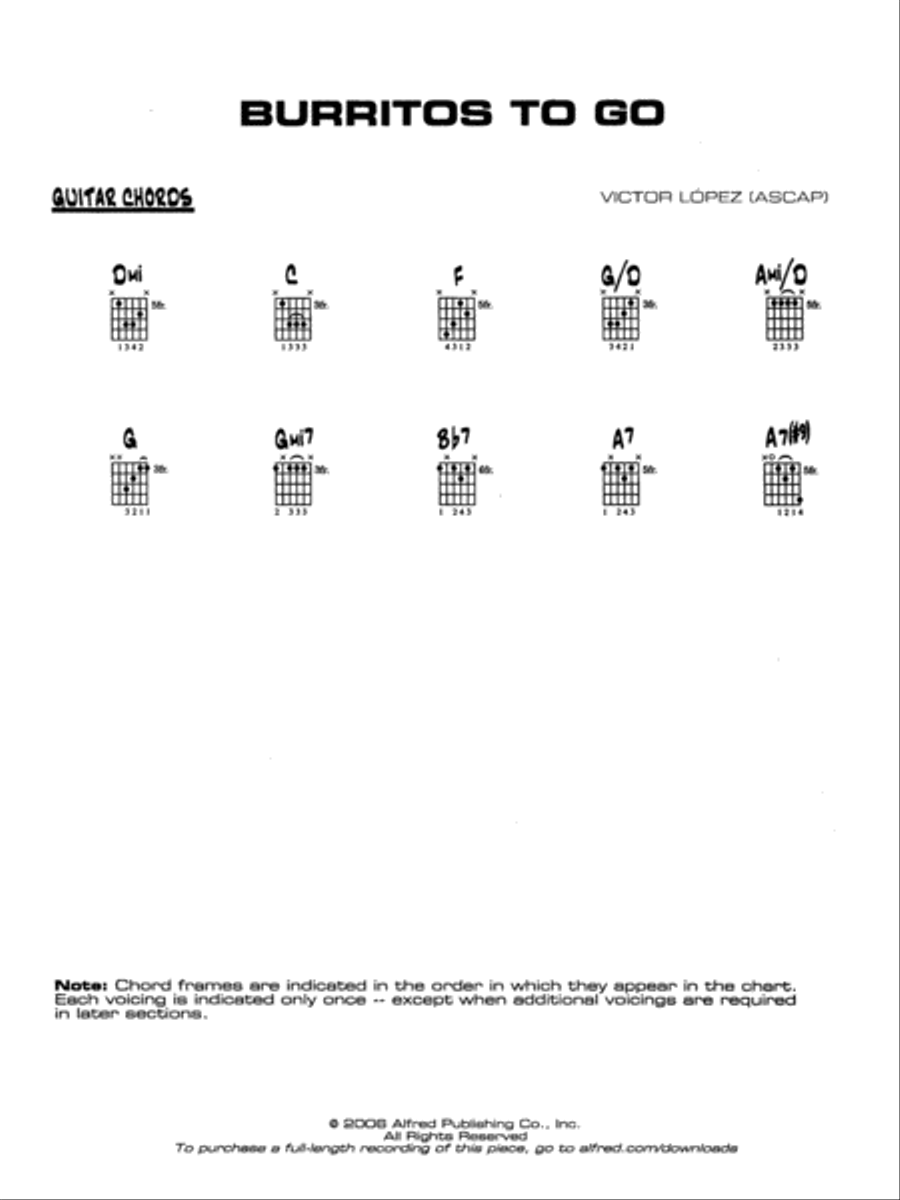 Burritos to Go: Guitar Chords Jazz Ensemble scores gallery preview page 1