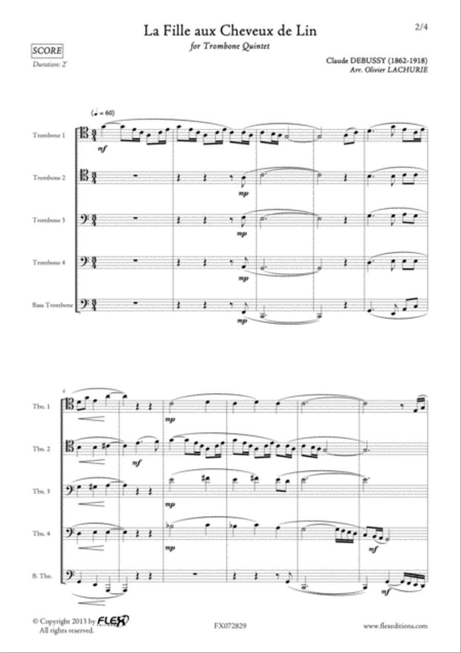 La Fille aux Cheveux de Lin Trombone scores gallery preview page 2