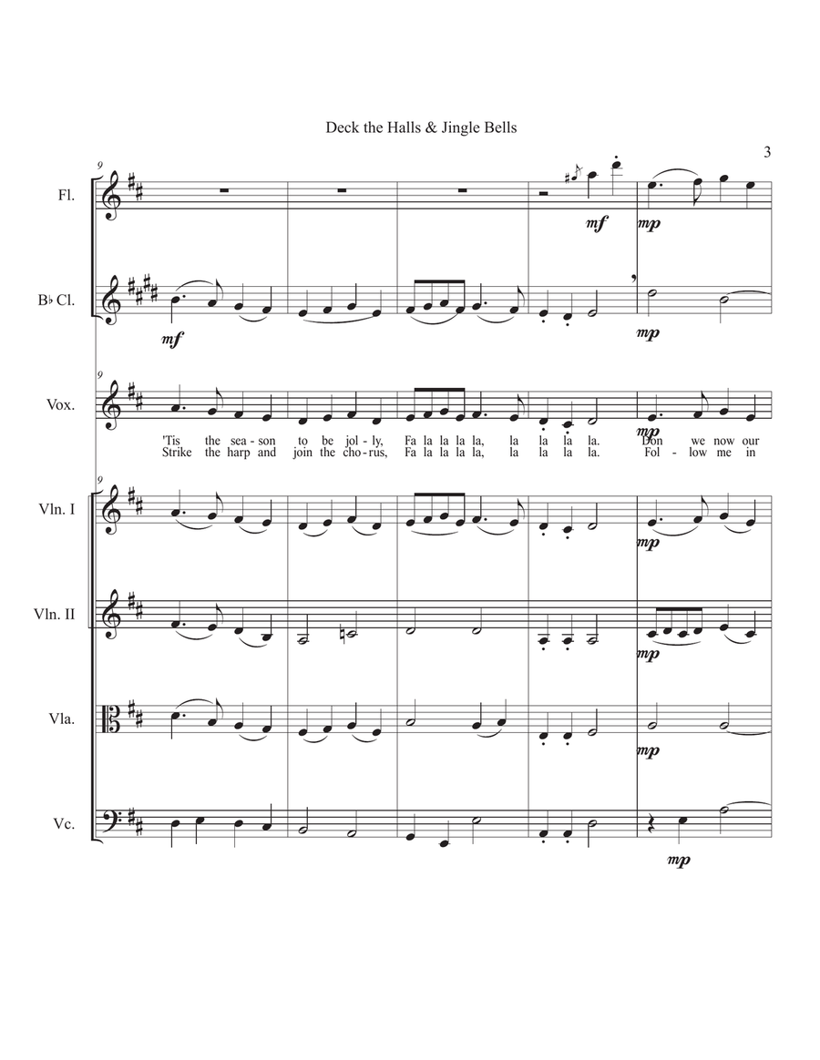 Deck the Halls & Jingle Bells Small Ensemble scores gallery preview page 3