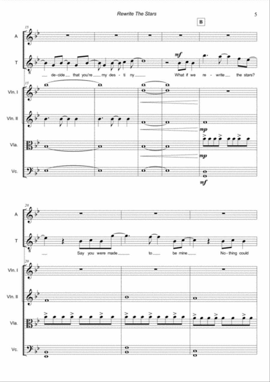 Rewrite The Stars String Quartet scores gallery preview page 5