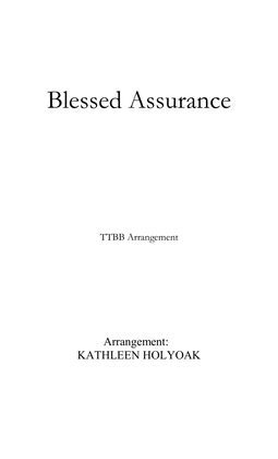 Blessed Assurance for TTBB men's choir
