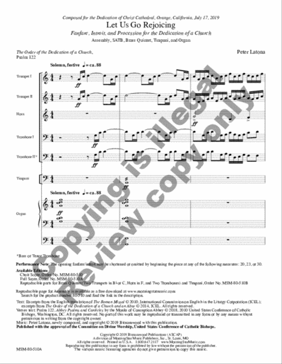 Let Us Go Rejoicing: Fanfare, Introit, and Procession for the Dedication of a Church (Full Score) Choir scores gallery preview page 2