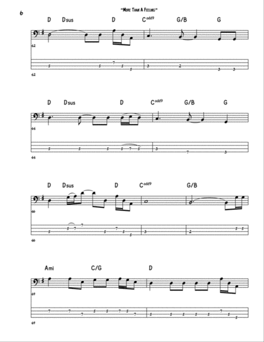More Than A Feeling Bass Guitar scores gallery preview page 6