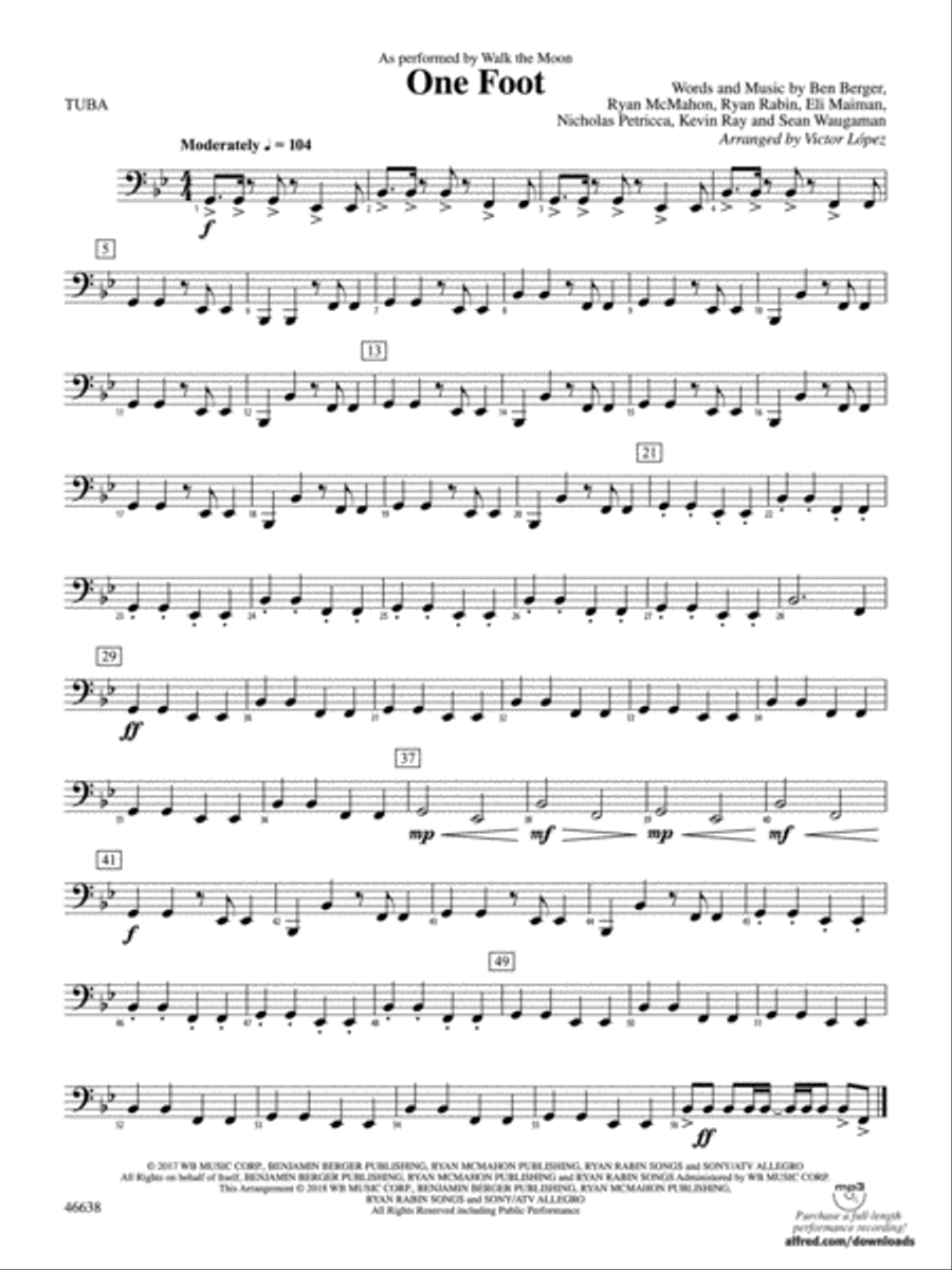 One Foot: Tuba One Foot: Tuba Concert Band scores gallery preview page 1