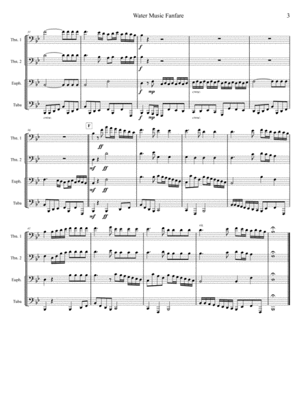 Water Music Fanfare - Low Brass Quartet - Brass Quartet - Digital Sheet  Music