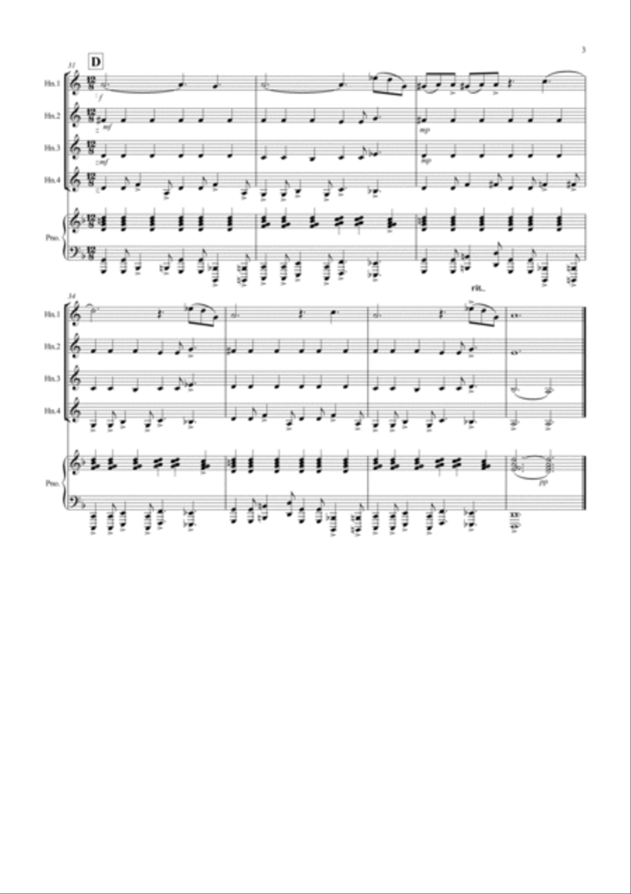 The Angel Gabriel for Horn Quartet French Horn Quartet scores gallery preview page 3