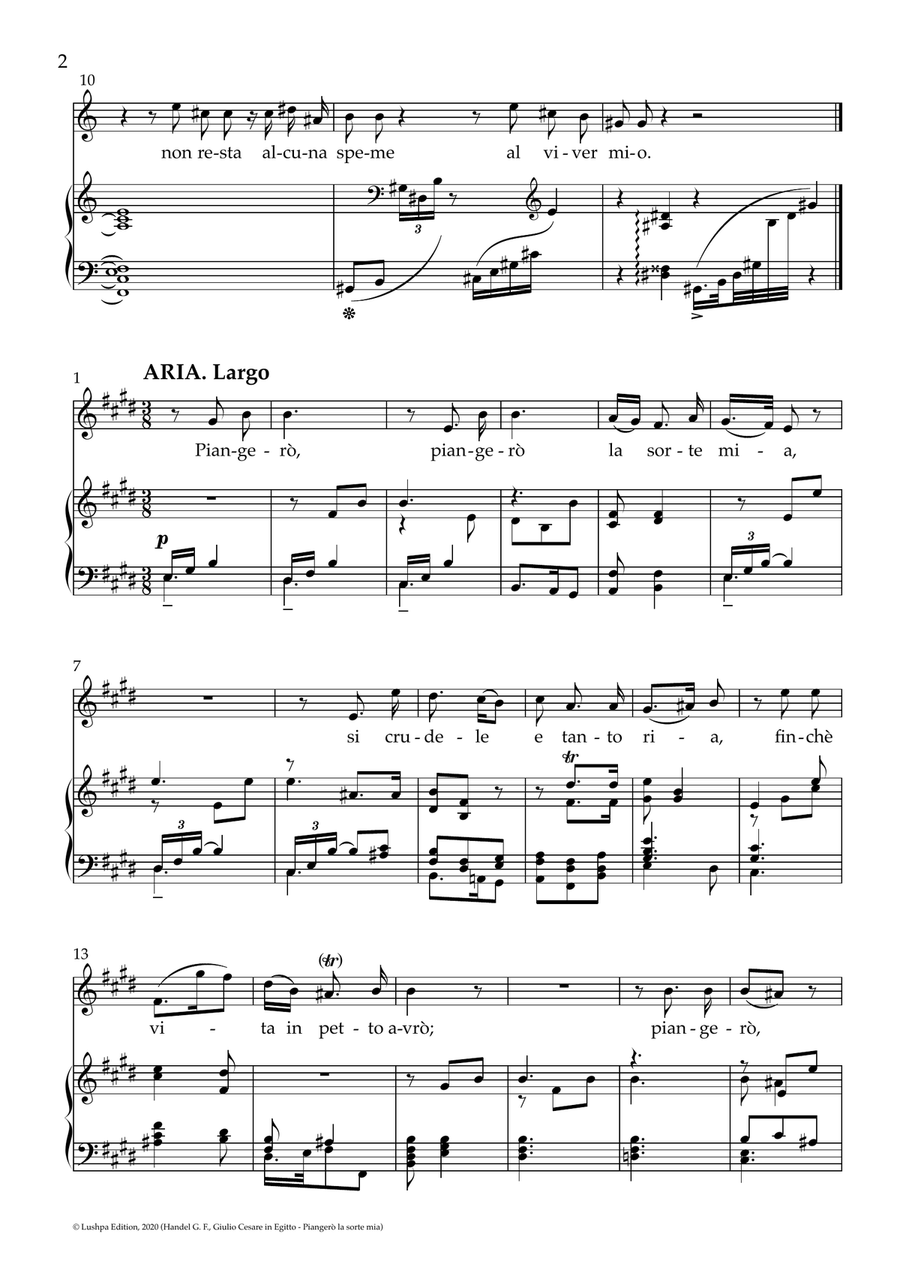 Piangerò la sorte mia Piano, Vocal scores gallery preview page 4