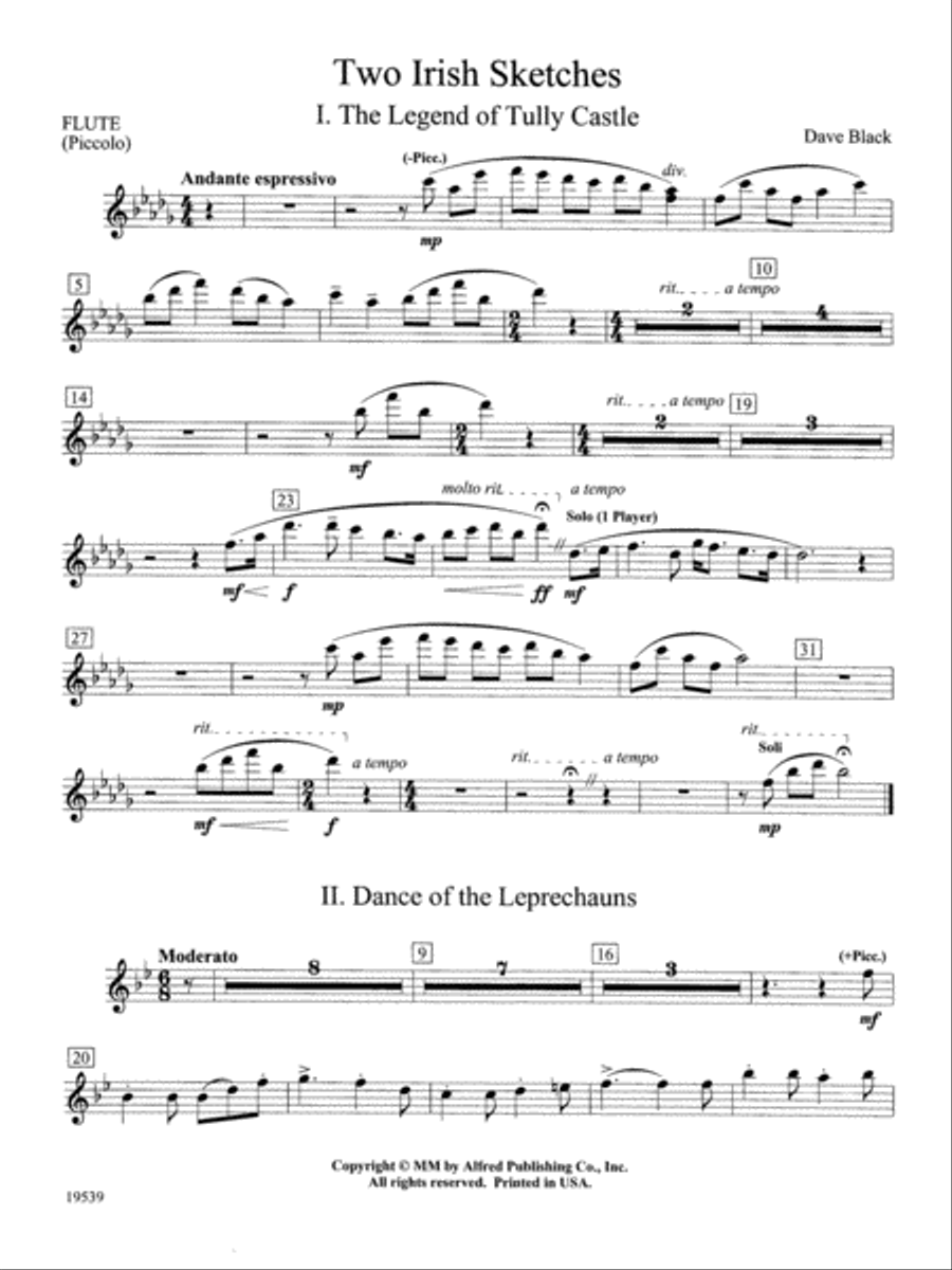Two Irish Sketches: Flute Concert Band scores gallery preview page 1