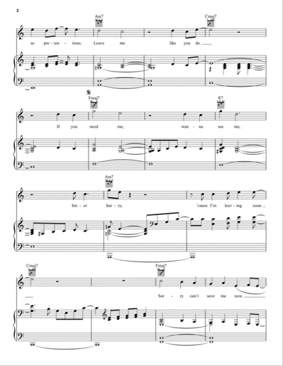 listen before i go Piano, Vocal, Guitar scores gallery preview page 2