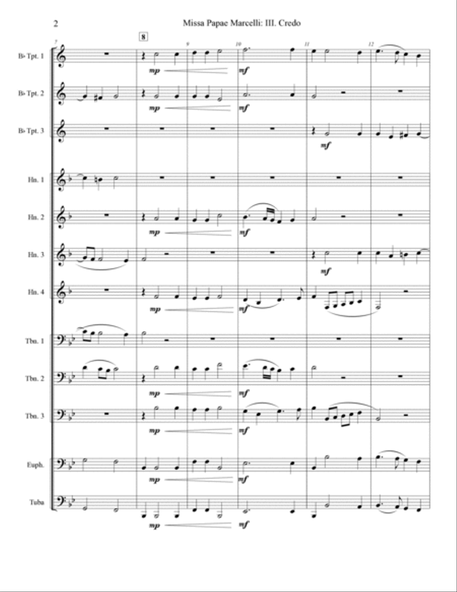 Missa Papae Marcelli - III. Credo Brass Band scores gallery preview page 2