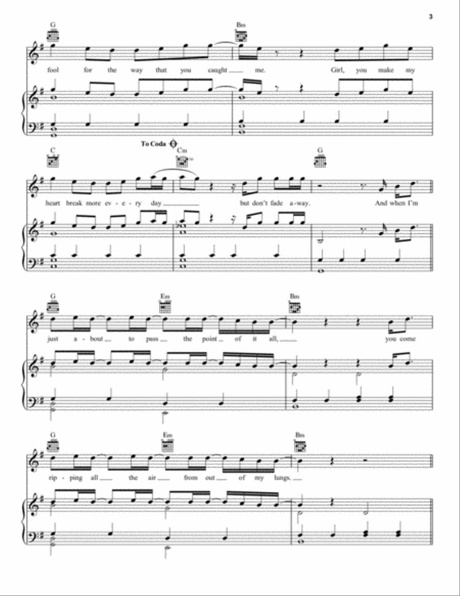 Fade Piano, Vocal, Guitar scores gallery preview page 3