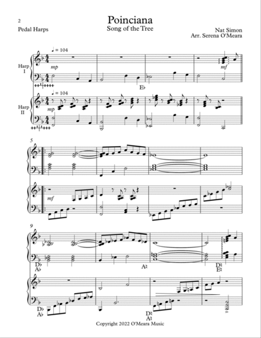 Poinciana (song Of The Tree) Harp scores gallery preview page 2