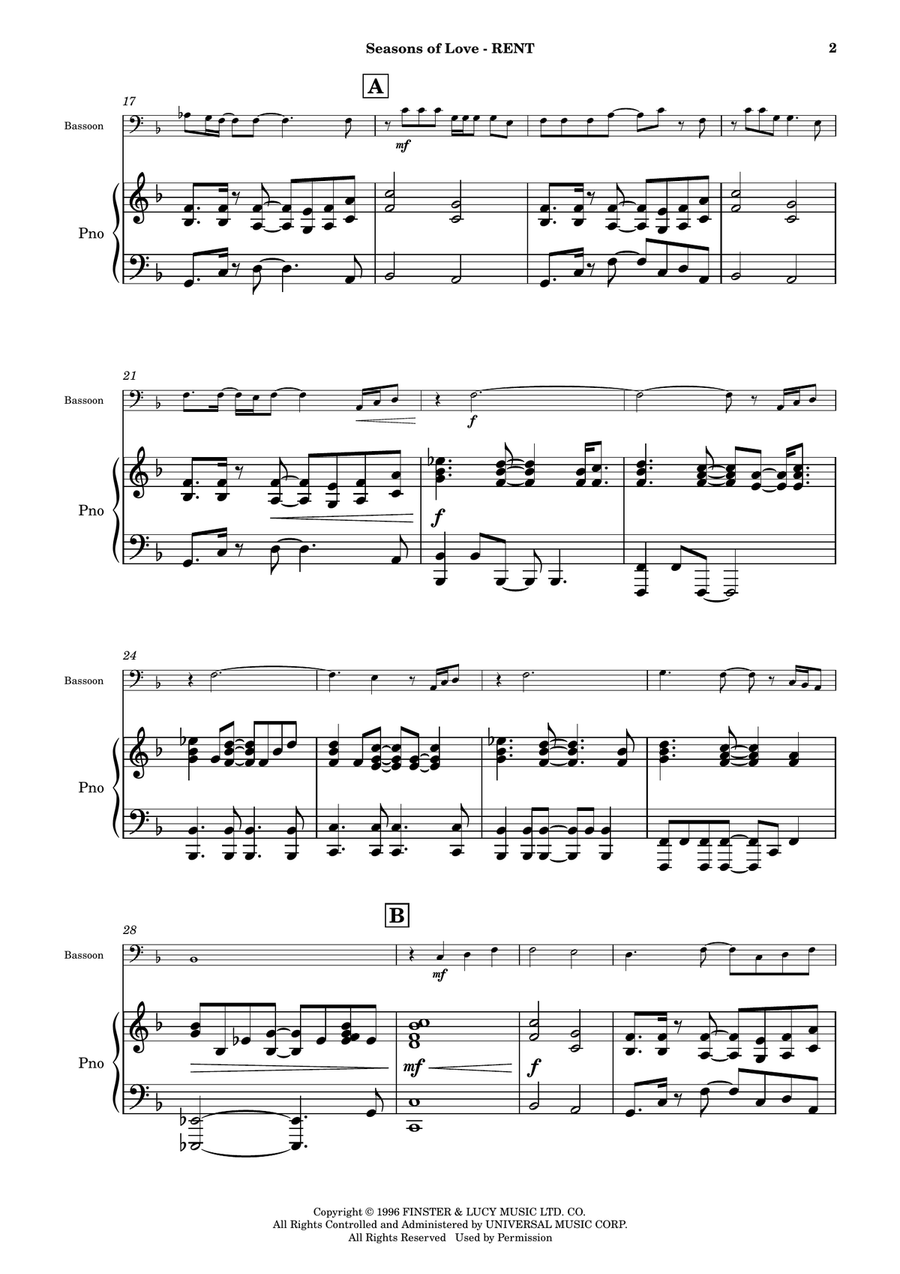 Seasons Of Love Seasons Of Love Bassoon scores gallery preview page 3
