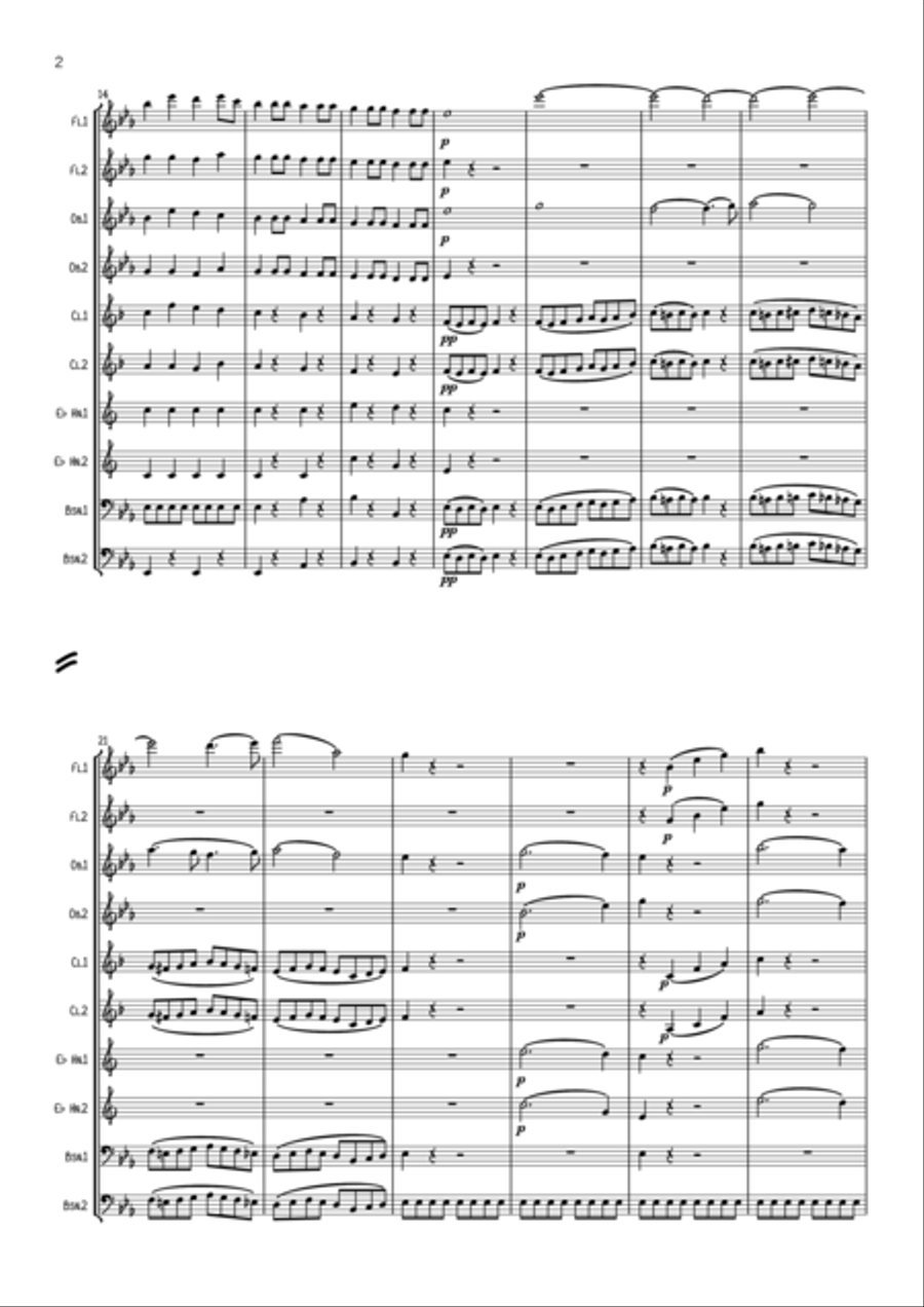 Mozart: Le nozze di Figaro (The Marriage of Figaro) Overture K492 - wind dectet Woodwind Quintet scores gallery preview page 2