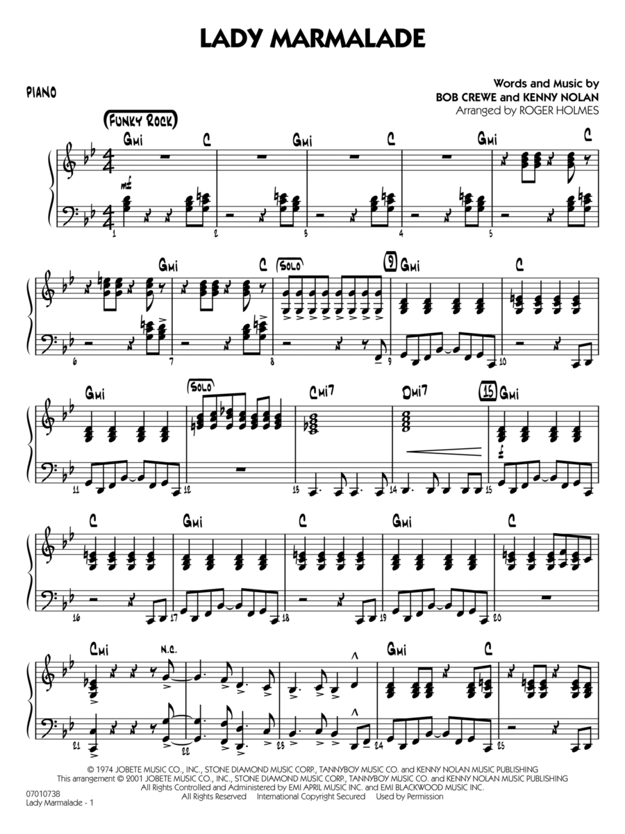 Lady Marmalade (from Moulin Rouge) (arr. Roger Holmes) - Piano Jazz Ensemble scores gallery preview page 1