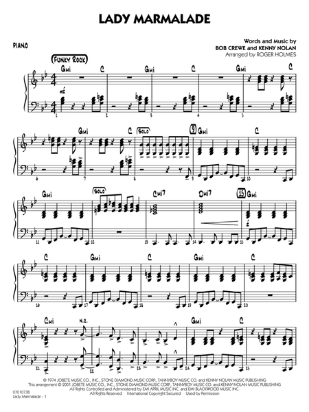 Lady Marmalade (from Moulin Rouge) (arr. Roger Holmes) - Piano