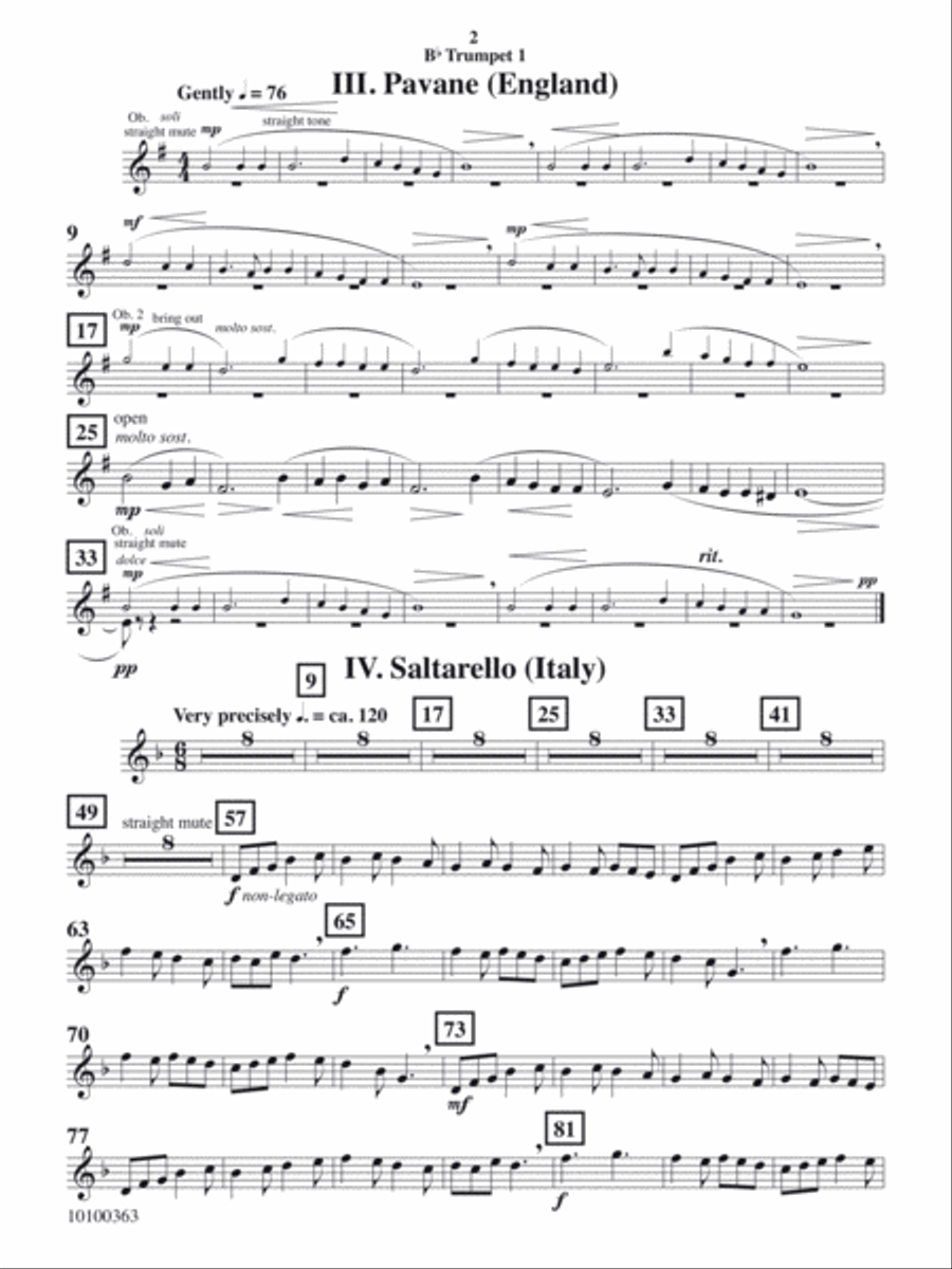 Courtly Airs and Dances - Trumpet 1 Concert Band scores gallery preview page 2