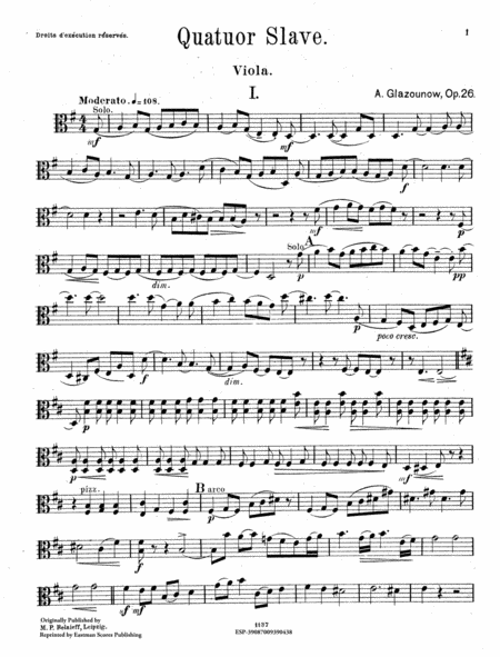 Quartet no. 3, op. 26, G major