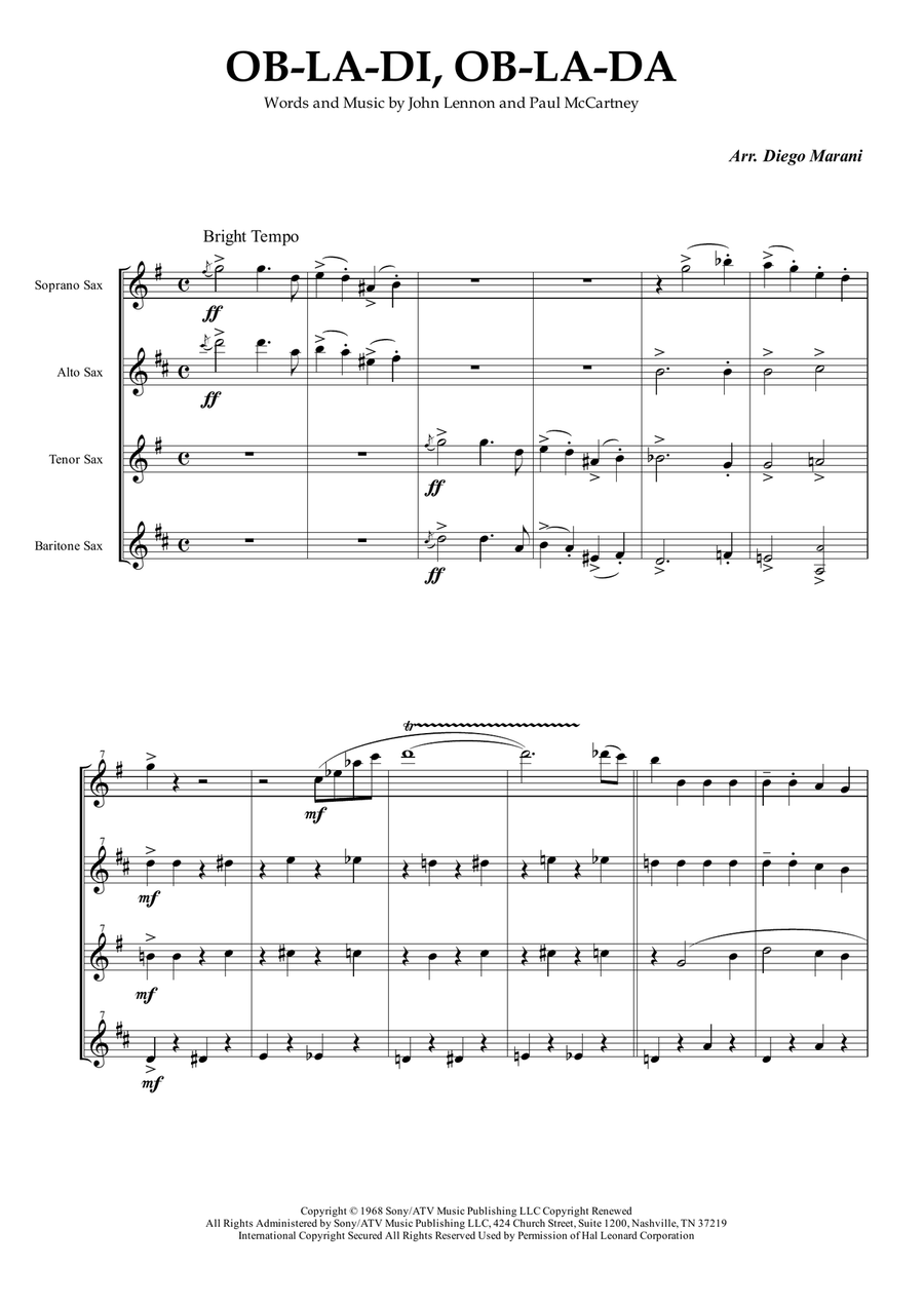 Ob-La-Di, Ob-La-Da Woodwind Quartet scores gallery preview page 3