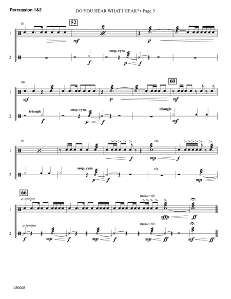 Do You Hear What I Hear? (Orchestration) (arr. Harry Simeone) - Percussion 1 & 2