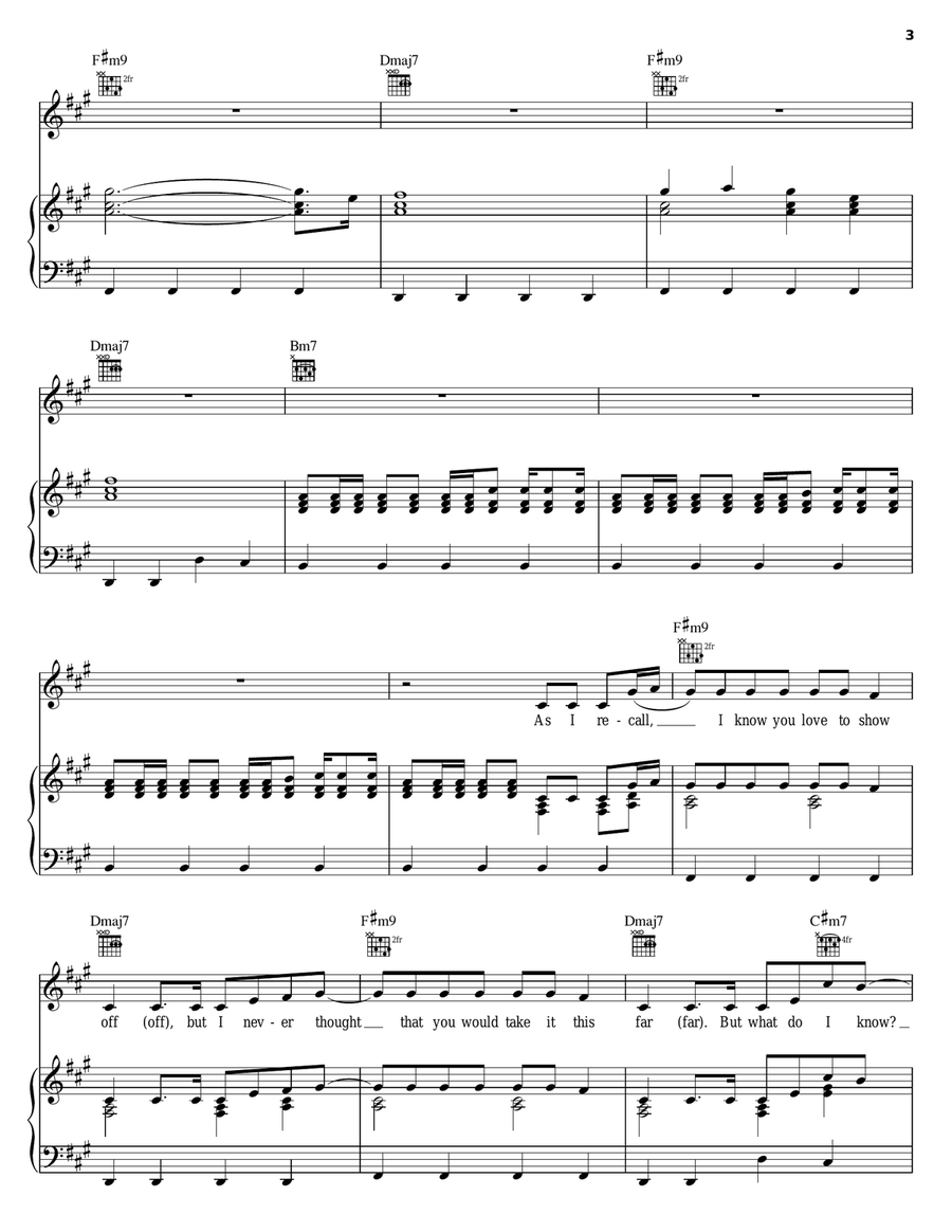 Flashing Lights Piano, Vocal, Guitar scores gallery preview page 3