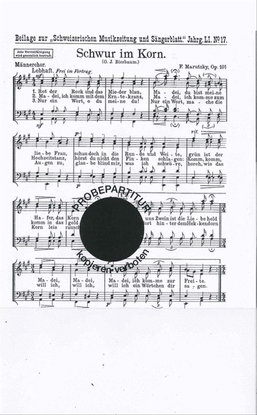 Schwur im Korn Men's Choir scores gallery preview page 1