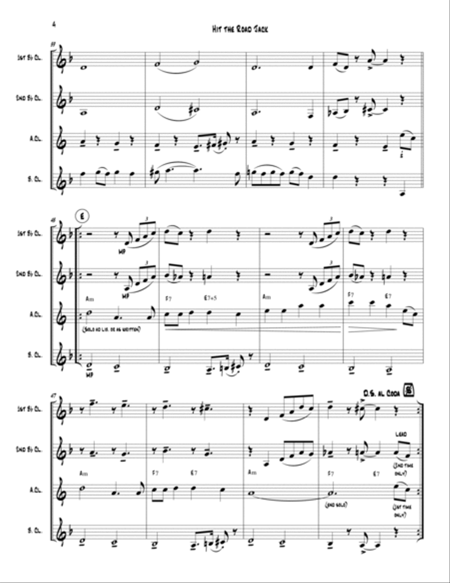 Hit The Road Jack Woodwind Quartet scores gallery preview page 6