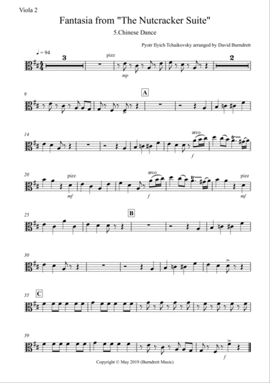 Chinese Dance (Fantasia from Nutcracker) for Viola Quartet Viola Solo scores gallery preview page 5