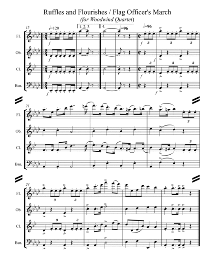 The General’s & Flag Officer’s Marches (for Woodwind Quartet) Woodwind Quartet scores gallery preview page 3