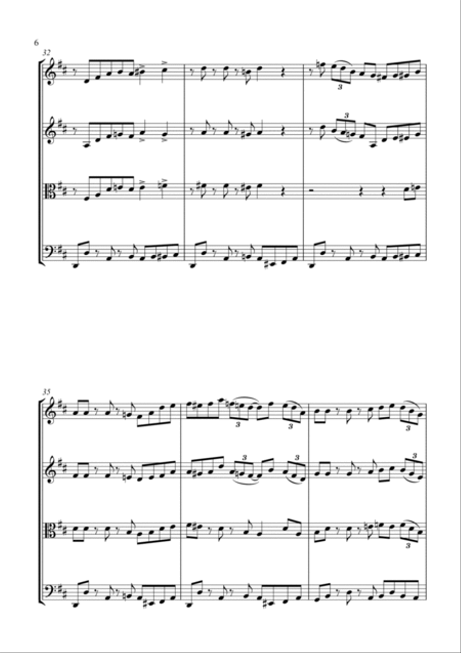 Battle Hymn of the Republic - A Jazz Arrangement - for String Quartet String Quartet scores gallery preview page 6