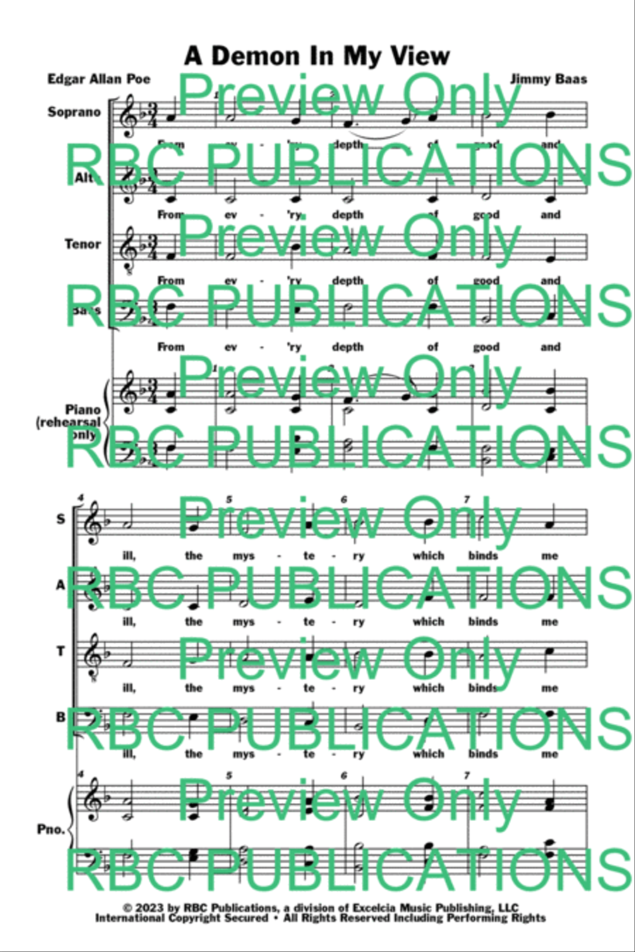 A Demon In My View (SATB) 4-Part scores gallery preview page 3