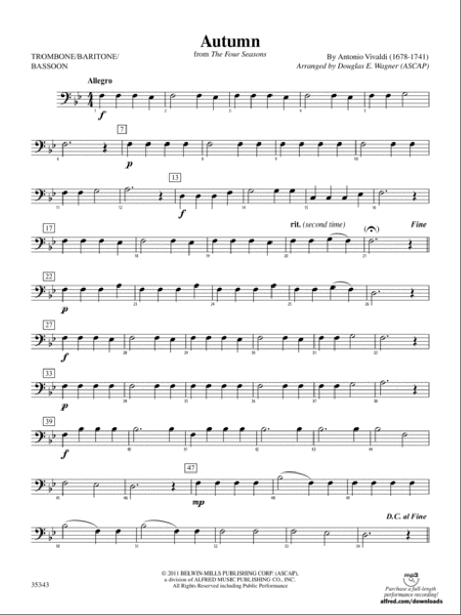 Autumn (from The Four Seasons): 1st Trombone Concert Band scores gallery preview page 1
