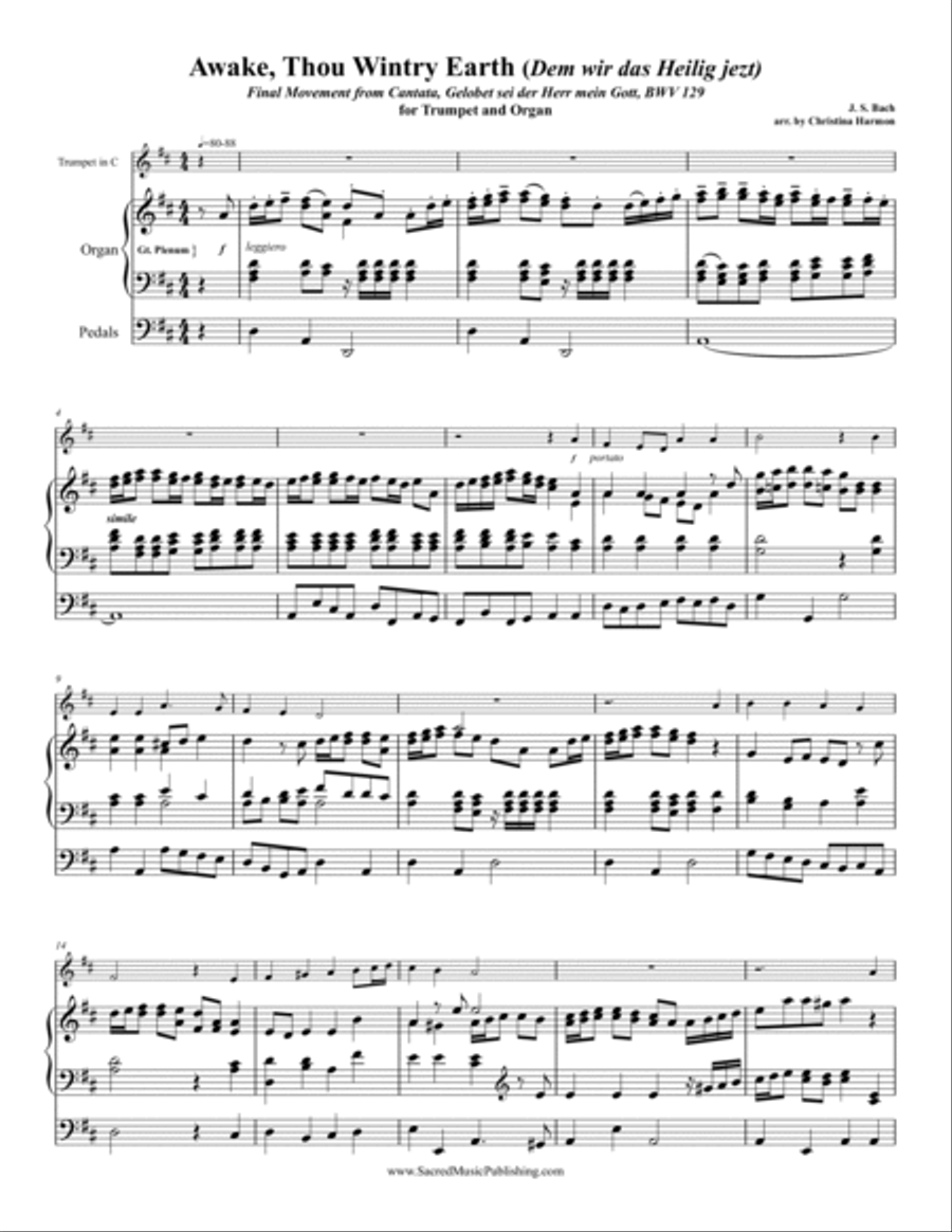 Awake, Thou Wintry Earth - One Trumpet and Organ Awake, Thou Wintry Earth - One Trumpet and Organ Trumpet Duet scores gallery preview page 2