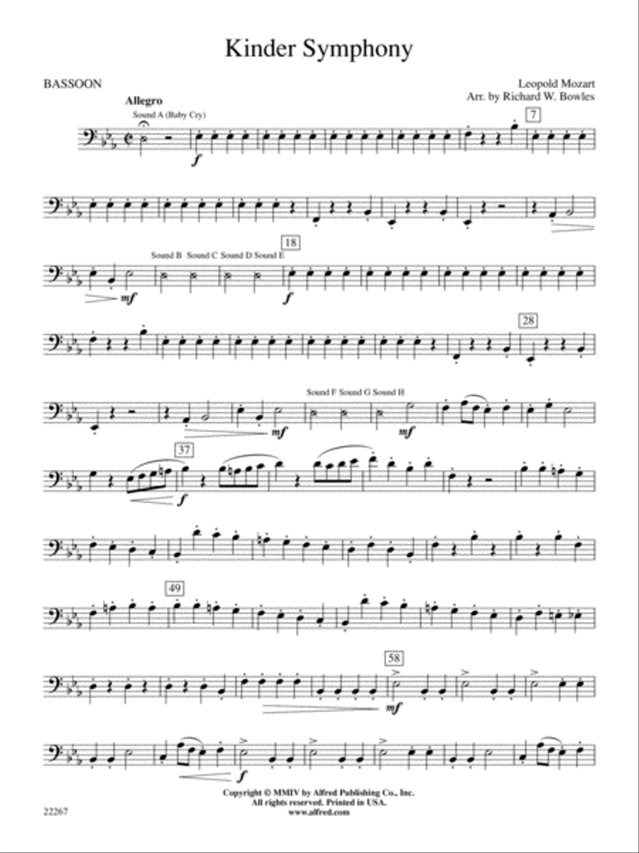 Kinder Symphony: Bassoon Concert Band scores gallery preview page 1